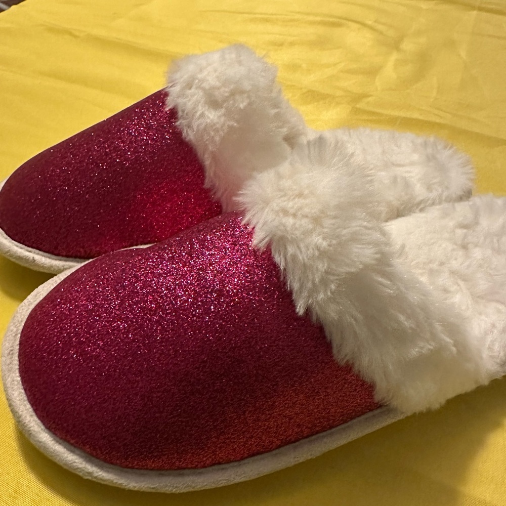 Avon Hot Pink Glitter Slippers Size Large